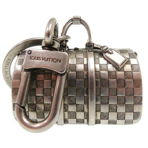 LOUIS VUITTON Damier Keychain Silver Metal 1158 Used A - Picture 1 of 11